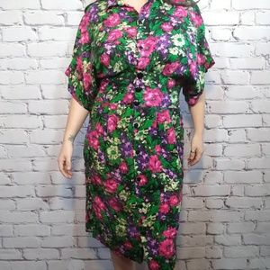 80s floral DRESS with perfect batwings.